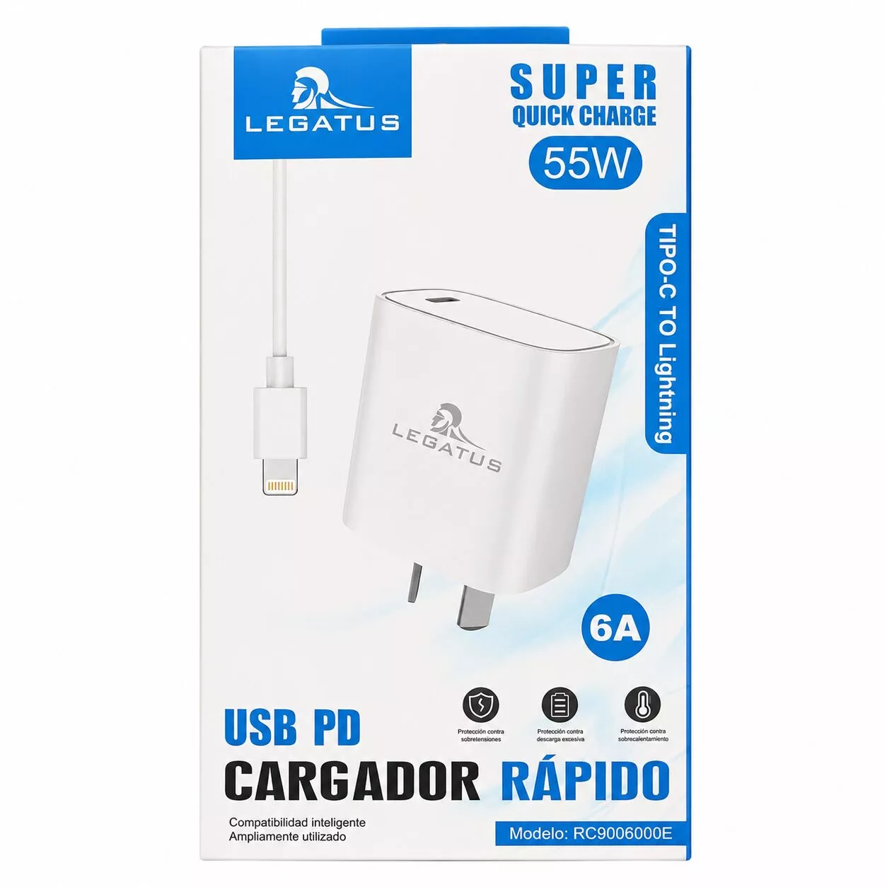 CARGADOR CON CABLE LIGTHING LEGATUS 55W